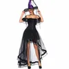 Kobiety Elastyczna Talia Czarna Siatka Tulle Hi-Lo Długość podłogi Długa Spódnica Huśtawkowa Na Burlesque Gorset Top Perfect Halloween Outfit Spódnice Plus Rozmiar