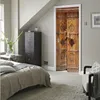 DIY Door Mural Wall Sticker 3D Wood Grain Texture Stone Steps Door Wallpaper Stickers Vinyl Removable Decals for Home Room Decor 32.3x78.7in