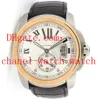 Gratis frakt Caliber de Men's Large 42mm 2-tone Stål 18K Rose Gold Automatic Mens Watch W7100039 Mäns Casual Watches