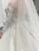 Generosa Sereia 2019 Vestidos de Noiva com Trem Destacável Sheer Decote Mangas Longas Lace Appliqued Beads Vestidos Noiva Vestidos de Novia