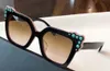 Hurtownie-Studded Can Eye 0260 Okulary przeciwsłoneczne Czarny / Różowy Brown Gradient Kobiety Designer Okulary Okulary Des Lunettes De Soleil Nowy Z Pudełkiem