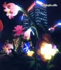 Amazing Lighting Inflatable Blooming Flower Tree 6m Height Artificial Flower Cluster With Led Lights For Party Night And Concert Decoration