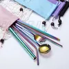 Ny 304 Rostfritt stål Bärbara bestick Set Chopsticks gaffelsked Halm 8 st / set Creative Cartoon Travel Pature Set T9i00275