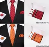 새로운 패션 패턴 Long Tie Men 8cm 실크 넥타이 남자 결혼식 공식 행사 Necktie Handkerchief CuffLinks 3 PCS Set3287650