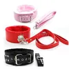 Bondage Buckle Plush Leather Neck Collar with Chain Leash Restraint Couple Game Slave A87