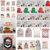 Fabriksjulväskor Stor kanfas Monogrammable Santa Claus Drawstring Bagwith Reinseers Xmas Gifts Sack Bag ChristmasDecorations