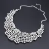 Fashion Crystal Statement Necklace örhängen set Silver Plated Wedding Costume Smyckesuppsättningar för brudar kvinnors gåvor