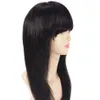 13x4 HD Lace Front Wigs 130% Indian Straight Natural Color Human Hair Wig with Bangs for Women