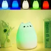 プレミアム7カラー猫LED USB CHILDRES ANIMAL NIGHT LIGHT SILICONE SOFT CARTOONBABY NURSERY LAMP呼吸LED