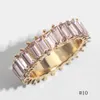 10 estilos anéis de diamante do arco-íris menina anel de cristal de aço inoxidável mulheres anéis de diamante moda jóias de metal listrado colorido anel gga2579