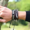 Geflochtenes Lederarmband, Legierung, Totenkopf-Kopf, Holzperlen, Charms, Metall, europäischer amerikanischer Schmuck für Frauen, antike Handseilkette, Herren-Wickelarmband