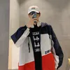 Mode-Neue Jacke Männer Mode Kontrast Farbe Lässige Sportswear Mit Kapuze Jacke Mann Streetwear Wilden Hip Hop Lose Bomber