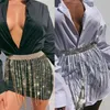 Sexy Womens Bling Hip Scarf Skirts Wrap Rhinestone Tassel Belts Long Crystal Chain Waist Band Fringe Belt