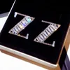 scintillant Super boucles d'oreilles lettre de zircon diamant pour les filles femme ins mode chaud exagérée design de luxe