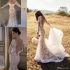 Amazing Lace Detail Country Garden Mermaid Wedding Dresses with Long Sleeve Bridal Gowns Covered Button Sweep Train Berta Wedding Dress
