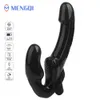 10 Speed Strapless Strapon Dildo Vibrator Wireless Remote Women Double Vibrating Lesbian G Spot Adult Sex Toys For Female Couple J190626