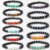 8 MM Naturel Noir Pierre De Lave Turquoise 7 Chakra Bracelet DIY Aromathérapie Huile Essentielle Diffuseur Bracelet