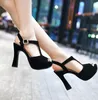 Plus size 32 33 34 35 to 40 41 42 43 cross strap platform thick heels fashion luxury designer women shoes high heel sandals