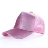 2019 Hot Sale Glitter Baseball Cap Verstellbare Snapback Cap Dad Hats für Frauen Caps Messy Bun Sport Hip Hop Mesh Hut