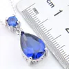 Luckyshine 925 sterling silver halsband blå topas hängande päron form mode simp design för kvinnor halsband zirkon pendant smycken