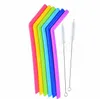 Hem Silikon Dricker Straws Återanvändbara flexibla sugrör med rengöringsborstar Bar Party Straws Ställer 8PC / Set 6067