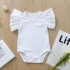 Bebek Kız Giysileri Dantel Kollu Bebek Tulum Katı Yenidoğan Kız Tulumlar Prenses Bodysuits Butik Bebek Giyim 3 Renkler DW5076