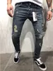 Erkek Serin Kalem Kot Sıska Yırtık Yıkılan Streç Slim Fit Hip Hop Pantolon Erkekler için Delikli