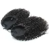 140g African american jet black Afro Puff Kinky Curly ponytails human hair extension natural curly updos pony tail hairpieces