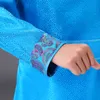 Costumes de scène du festival de Mongolie Hommes Vêtements nationaux pour adultes Vêtements ethniques des prairies Robe longue pour hommes tenue en mélange de soie à col montant