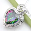 Luckyshine 10 PCS/Lot 925 Silver Natural Multi-colored Rainbow Charm Heart Mystic Topaz Gems Silver Vintage Necklace Pendant 2019 NEW