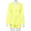 Sexy 2 Piece Blazers Set Casual Women Clothes Office Lady Coat And Shorts Suit Up Outfits Cardigans V Neck Blazer