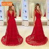 Moda Borgonha Vestidos de Noite de Longo 2019 Sexy Vestidos de Noite para Mulheres V Pescoço Lace A Linha Chão Comprimento Cheap Party Dress Prom Y19042701