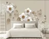 Carta da parati murale personalizzata 3D Soft Magnolia fiore meticoloso dipinto a mano e Carta da parati di lusso Hotel Soggiorno TV Sfondo Murales De Pared