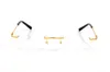 Solglasögon Klar Rimless glasögonramar Ramar Menny modemän Optiska ramglasögon Rimless Gold Metal Buffalo Horn Eyewear Clear Lenses Solglasögon