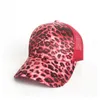 Leopard хвостик Бейсболка Женщины Грязный Bun Бейсбол Hat Snapback Summer Casual Girls Hip Hop Спортивные шапки