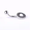 Sexy Vintage Fiore Rotondo Wasit Danza Del Ventre Cristallo Corpo Gioielli In Acciaio Inossidabile Navel Bell Button Piercing Ciondola Anelli per Le Donne