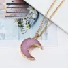 New Pink Black Moon Resin Stone Pendant Necklace Women Druzy Drusy Gold Color Chain Necklace for Female Link Chain