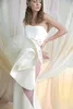 2019 Azzi Osta Biała Prom Dresses Satin 3D Kwiatowy Appliqued One Shoulder Syrenka Suknia Wieczorowa Formalna Party Suknie Dziewczyny Korowód Sukienka