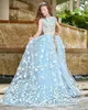 Abiti da ragazza di fiore principessa di vendita calda blu per matrimoni Abito da cerimonia per bambini in pizzo Abito da spettacolo di moda in tulle