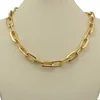 Thick Flat Rounded Rectangle Gold-color Link Chain Necklace Men Women Stainless Steel Fashion Jewelry 1 Piece1276b