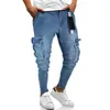 2019 Modish Jeans Homme poches Slim crayon Jean pantalon Hiphop déchiré hommes Jeans décontracté Skinny Denim Streetwear en détresse