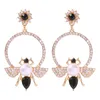 All'ingrosso-Nuovo designer di moda di lusso alla moda esagerato diamante strass adorabili orecchini carini con ciondolo di perle di insetti per le donne