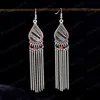 Boucles d'oreilles indiennes à longue chaîne pour femmes, bijoux tibétains, style bohémien, perles goutte d'eau, Jhumka, Oorbellen