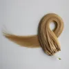 Micro Loop Ring Hair Natural Black Remy Tips Hår 100g Rak Human Hair Extensions Micro Bead European Hair1 g / Strand