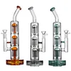 Colorful Thick Base Glass Bong Triple Arm Tree Hookah Bubbler Bongs Dab Rig Smoking Water Pipe 14mm Joint Oil Rigs