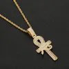 Nouvelle arrivée Egyptien ankh clé Collier pendentif avec chaîne de corde Hip Hop Sier Gold comme cadeaux Social Rassemblage