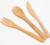 NEW ARRIVAL Bamboo Tableware 300pcs(100 set) 100% Natural Bamboo Spoon Fork Knife Set Wooden Dinnerware