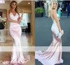 Nya Sexiga Spaghetti Straps Mermaid Prom Aftonklänningar Lång Lace Applique V Baklösa Formella Klänningar Kvällar Klänningar Robes de Soirée