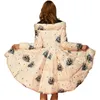 Высококачественный италия модный дизайнер 2019 роскошные пальто женщины зимняя натуральная утка вниз в парке асимметричная юбка с принтом Parka
