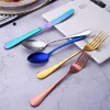 Juego de cubiertos de 5 uds., juego de cena de 6 colores, cubiertos, tenedor, cuchillo, cuchara, juegos de cucharadita, cubiertos elegantes, accesorios de cocina 249l